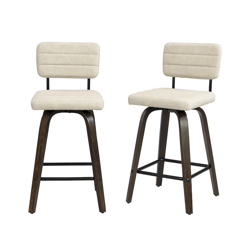 Counter-Height Swivel Bar Stools with Bentwood Legs