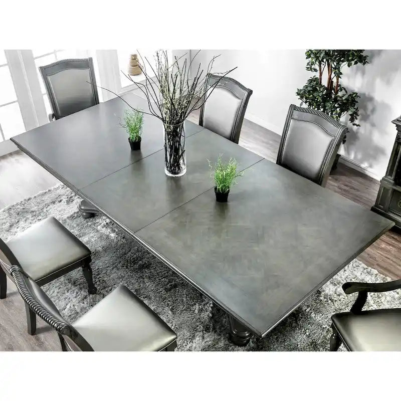 Grey 103-inch Expandable Wood Dining Table