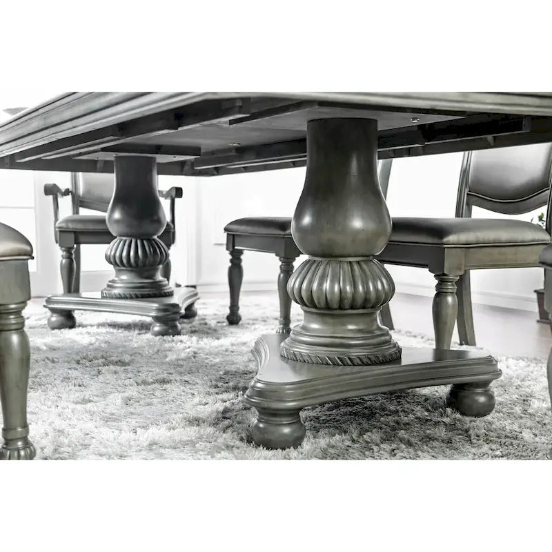 Grey 103-inch Expandable Wood Dining Table
