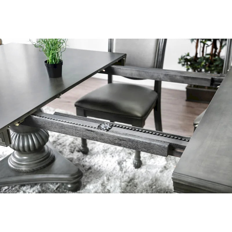 Grey 103-inch Expandable Wood Dining Table