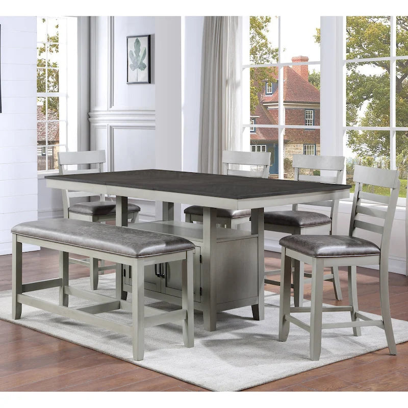 60–80 Inch Extendable Counter Height Dining Table with Storage