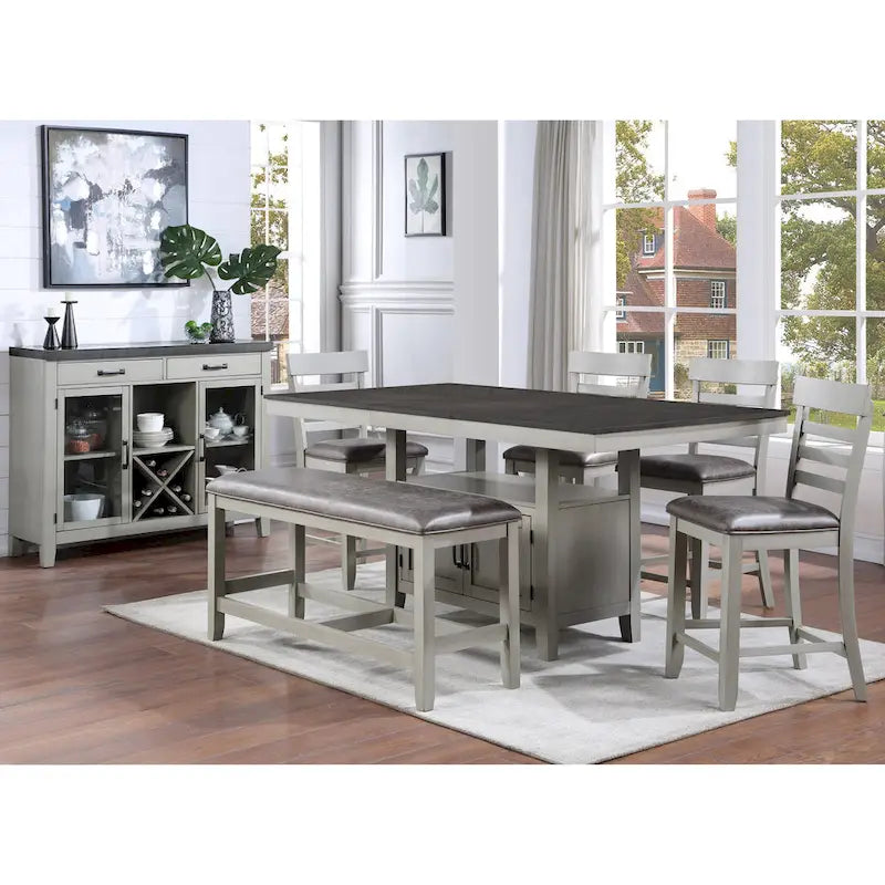60–80 Inch Extendable Counter Height Dining Table with Storage