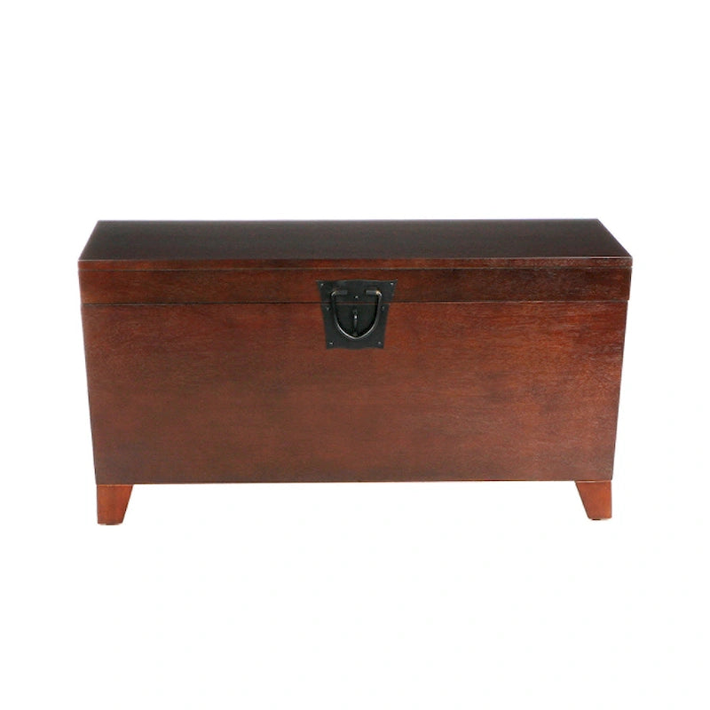 Transitional Wooden Espresso Trunk Coffee Table