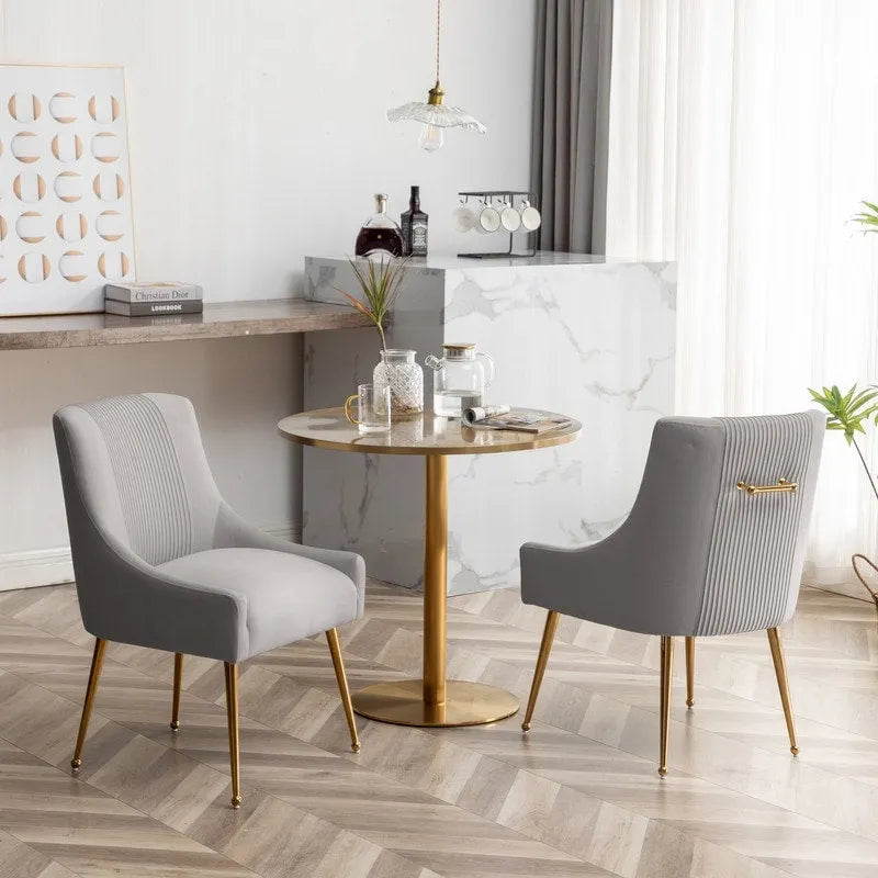 Modern Upholstered Dining or Vanity Chairs, Set of 2 with Rear Handle