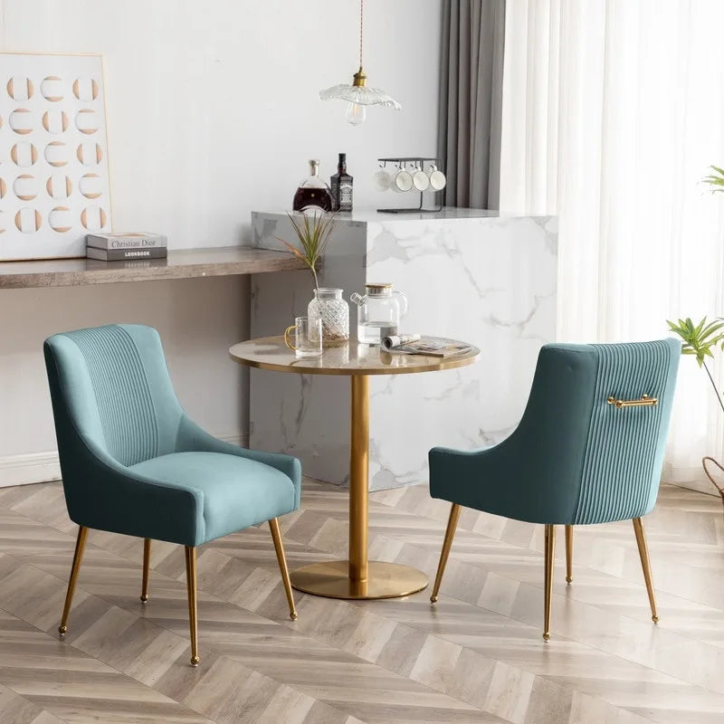 Modern Upholstered Dining or Vanity Chairs, Set of 2 with Rear Handle