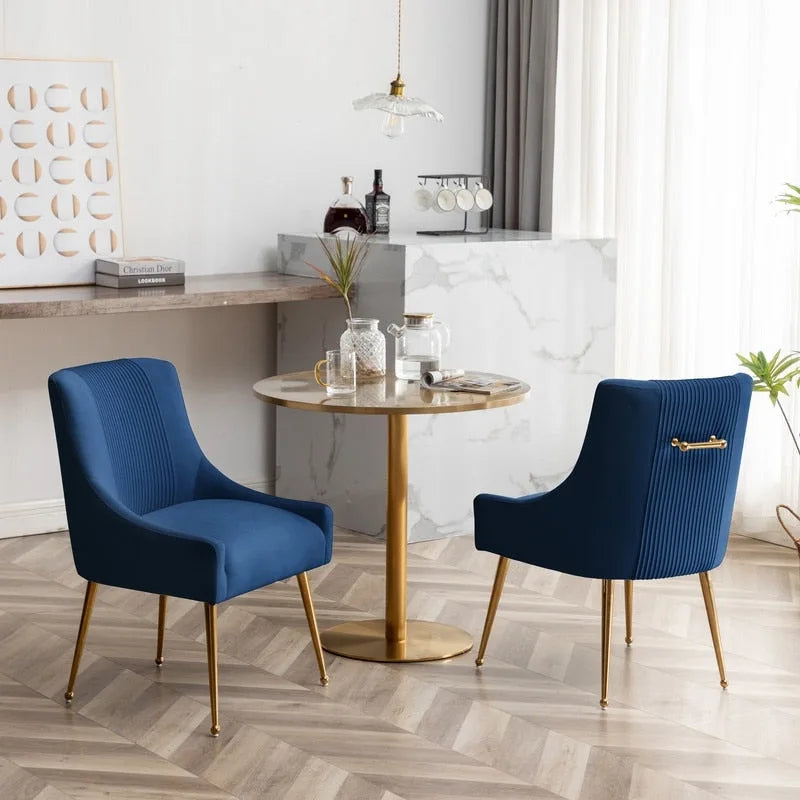Modern Upholstered Dining or Vanity Chairs, Set of 2 with Rear Handle