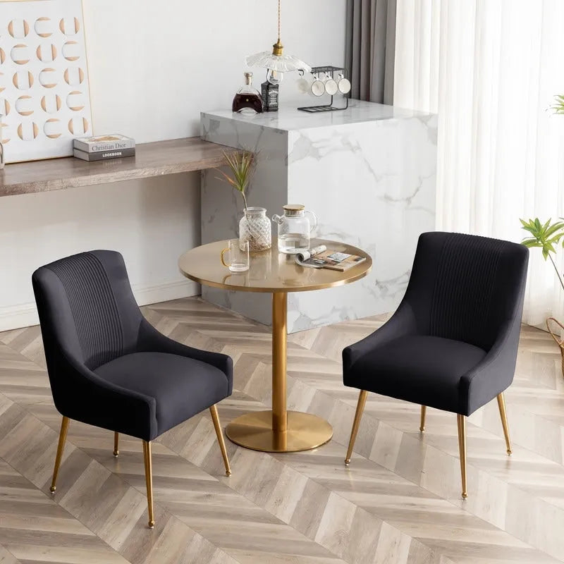 Modern Upholstered Dining or Vanity Chairs, Set of 2 with Rear Handle