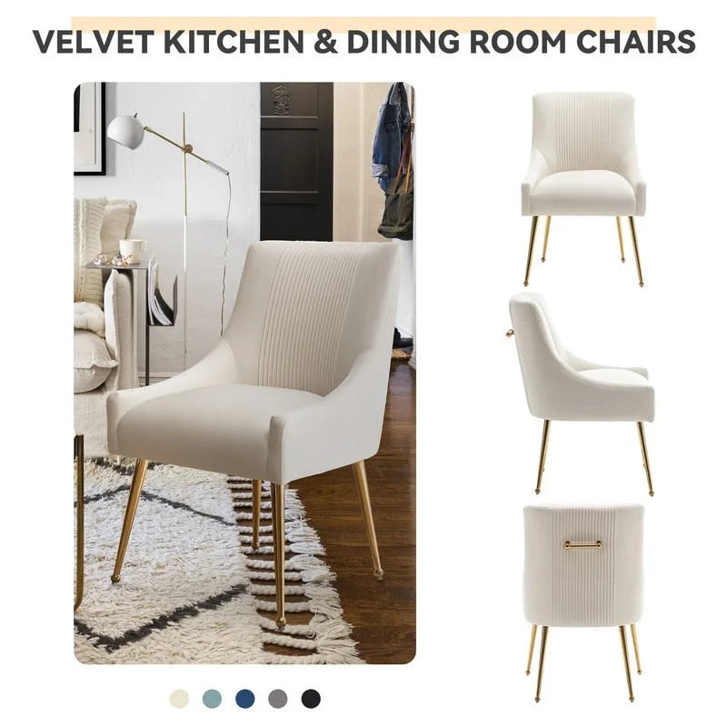 Modern Upholstered Dining or Vanity Chairs, Set of 2 with Rear Handle