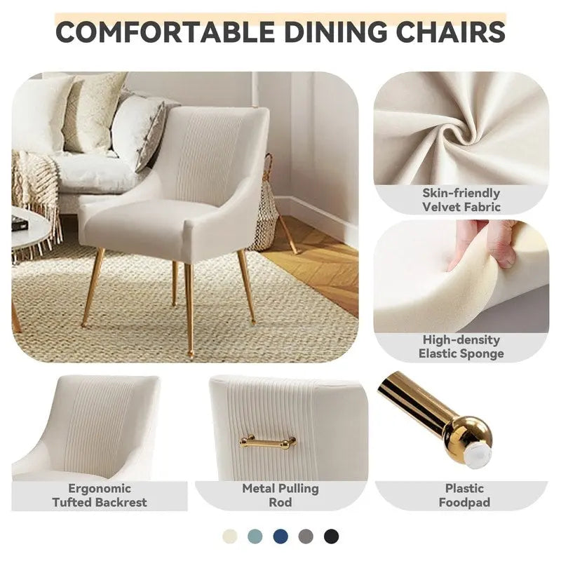 Modern Upholstered Dining or Vanity Chairs, Set of 2 with Rear Handle