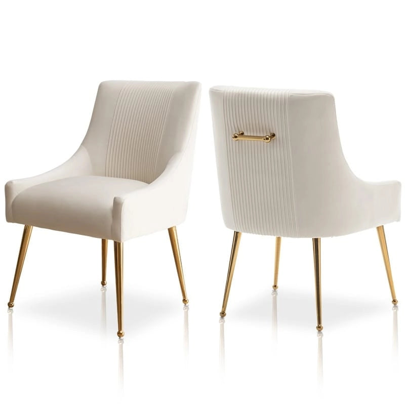 Modern Upholstered Dining or Vanity Chairs, Set of 2 with Rear Handle