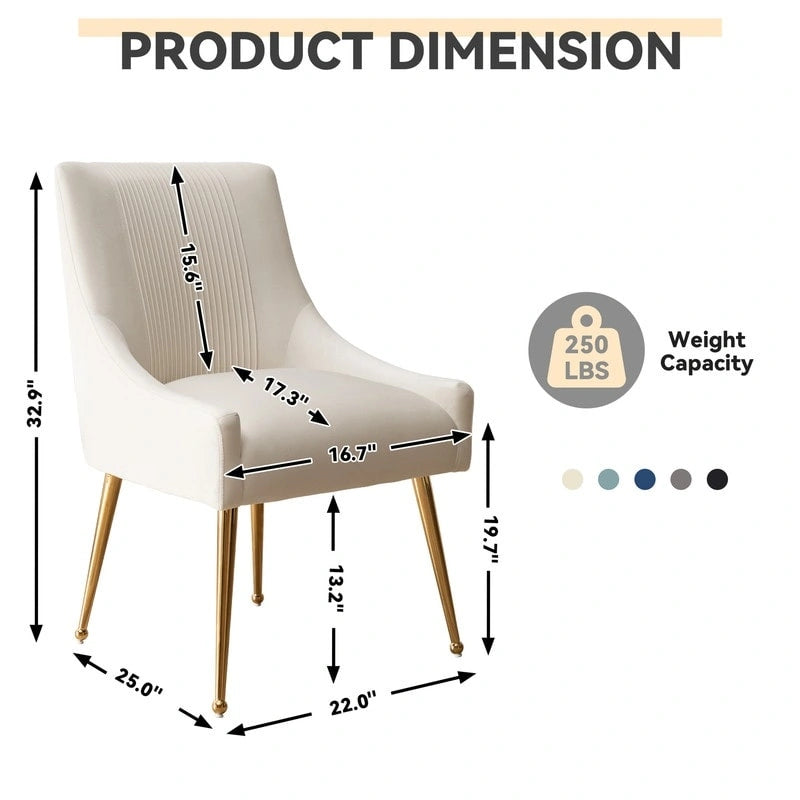 Modern Upholstered Dining or Vanity Chairs, Set of 2 with Rear Handle