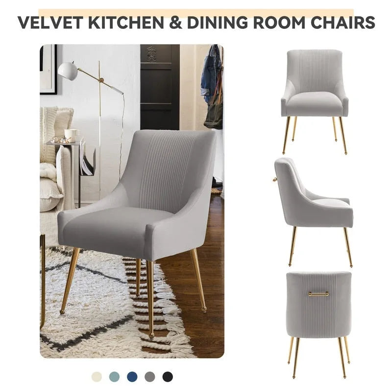 Modern Upholstered Dining or Vanity Chairs, Set of 2 with Rear Handle