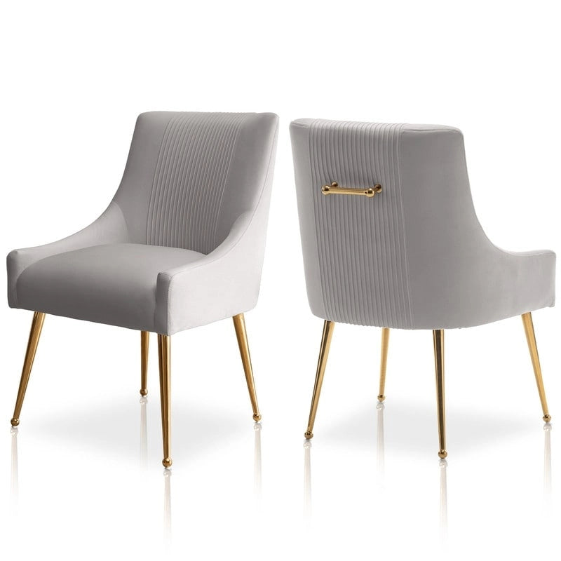 Modern Upholstered Dining or Vanity Chairs, Set of 2 with Rear Handle