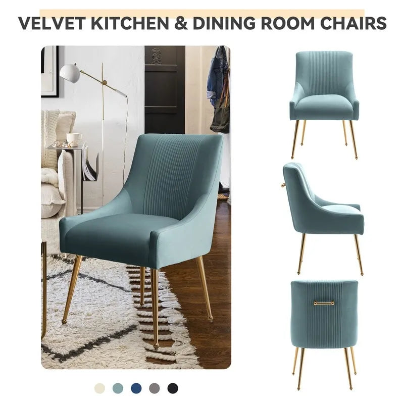 Modern Upholstered Dining or Vanity Chairs, Set of 2 with Rear Handle