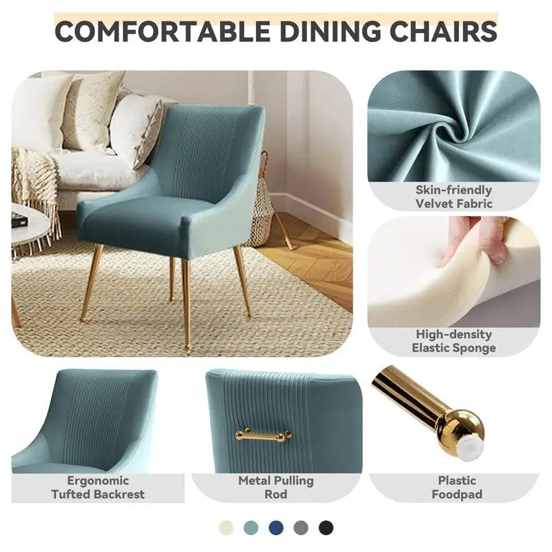 Modern Upholstered Dining or Vanity Chairs, Set of 2 with Rear Handle