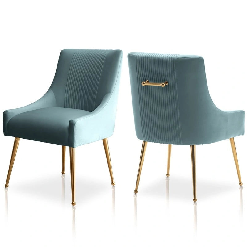 Modern Upholstered Dining or Vanity Chairs, Set of 2 with Rear Handle