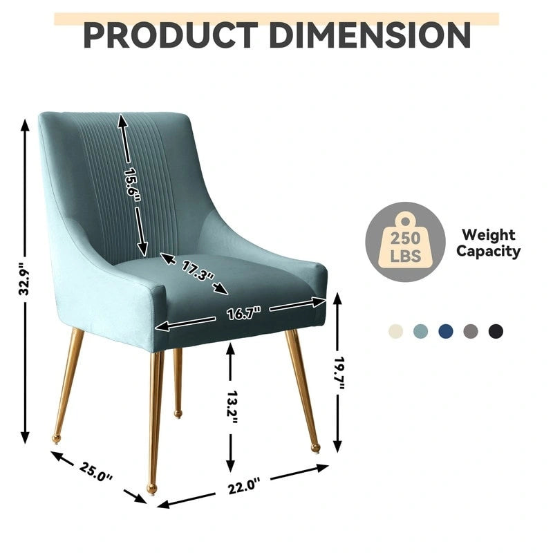 Modern Upholstered Dining or Vanity Chairs, Set of 2 with Rear Handle