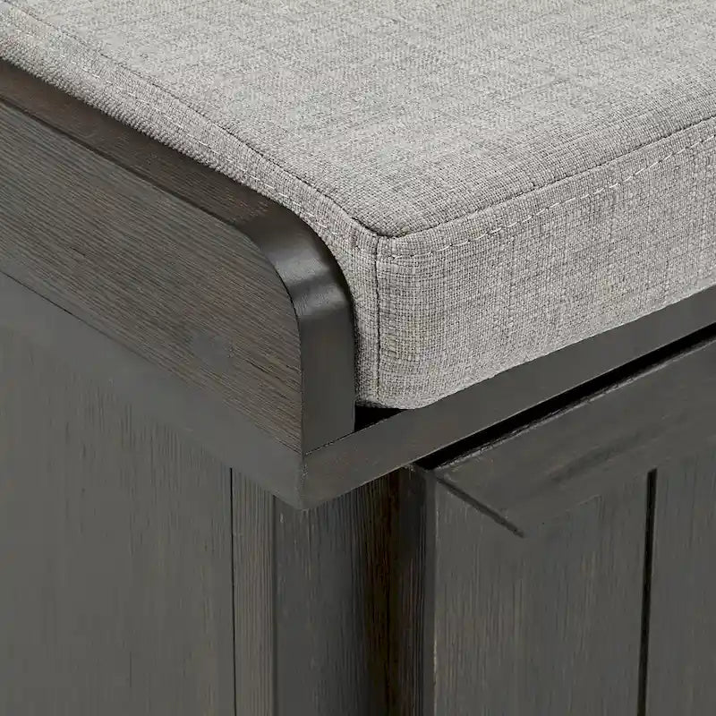 Rustic Storage Bench with Linen-Like Seat Cushion