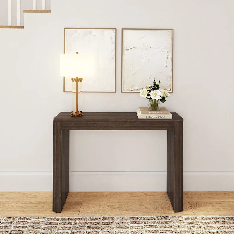 Modern Rounded Solid Wood Console Table - 46
