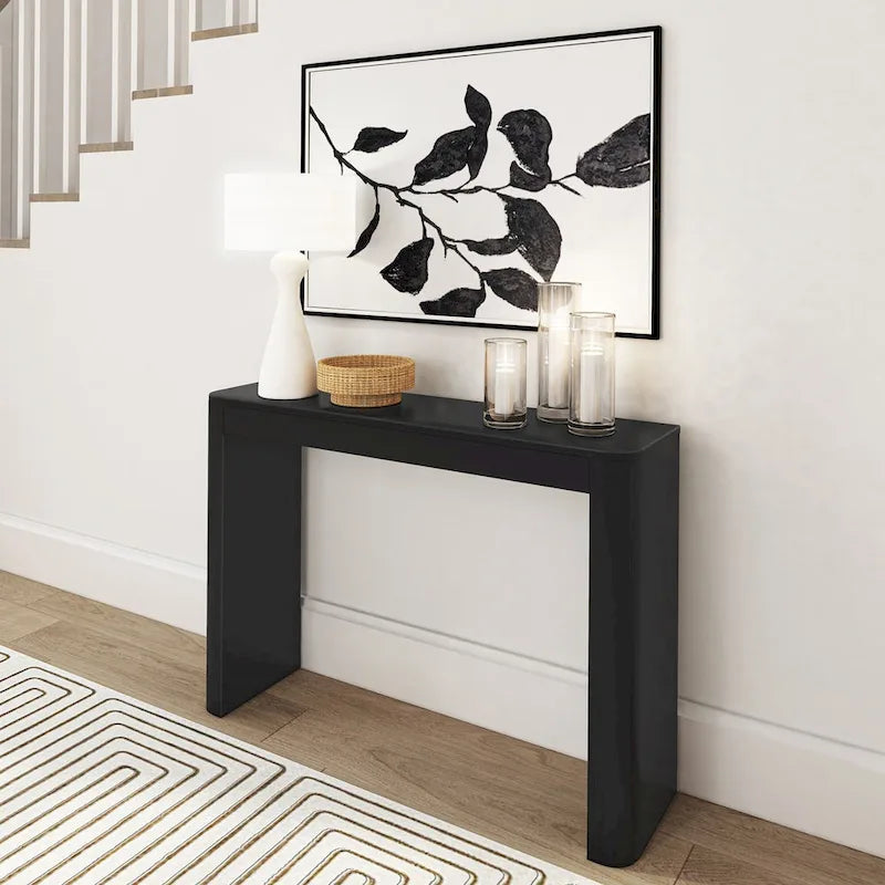 Modern Rounded Solid Wood Console Table - 46