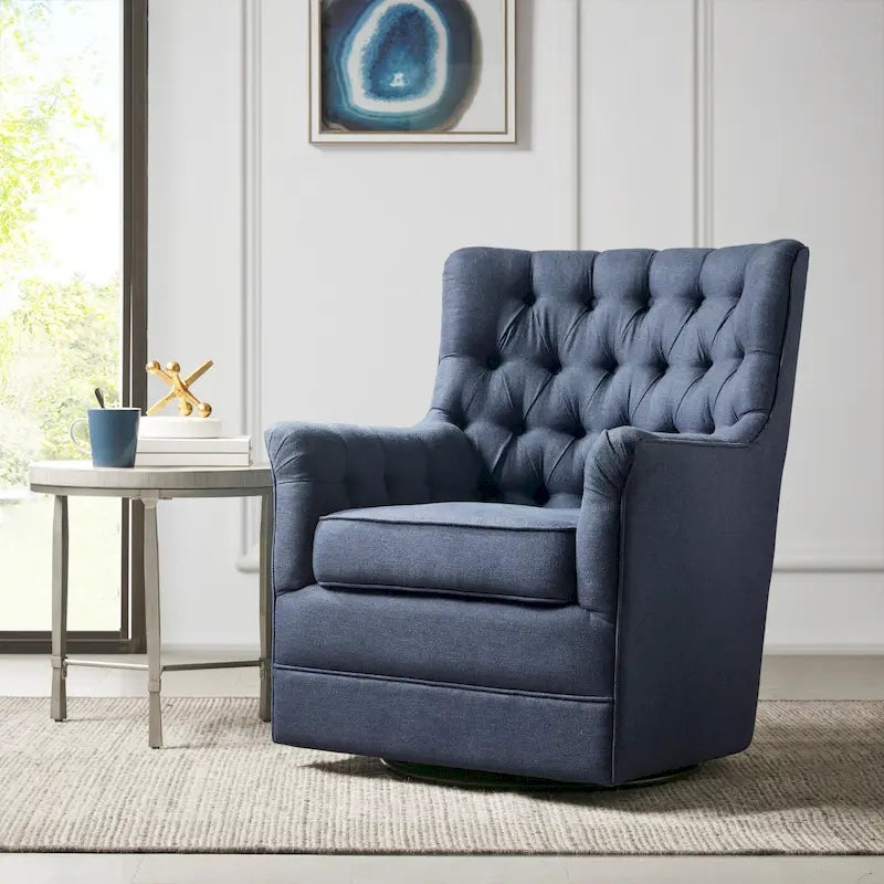 360-Degree Swivel Glider Chair with Tufted Velvet Upholstery
