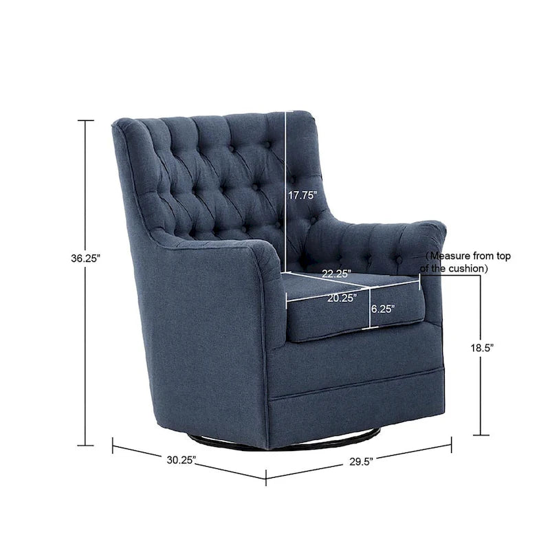 360-Degree Swivel Glider Chair with Tufted Velvet Upholstery