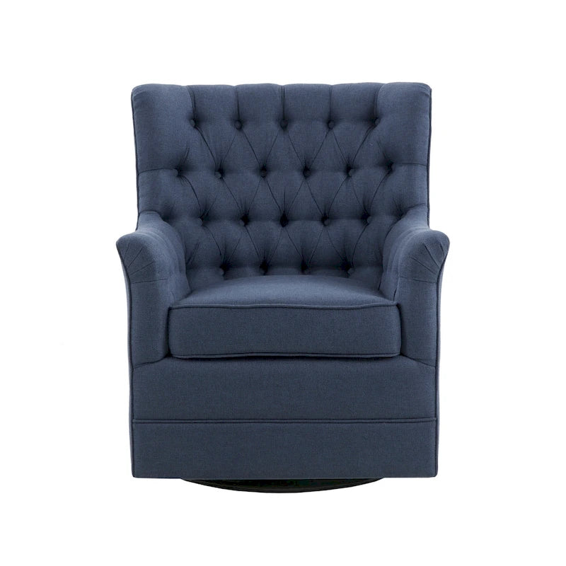 360-Degree Swivel Glider Chair with Tufted Velvet Upholstery