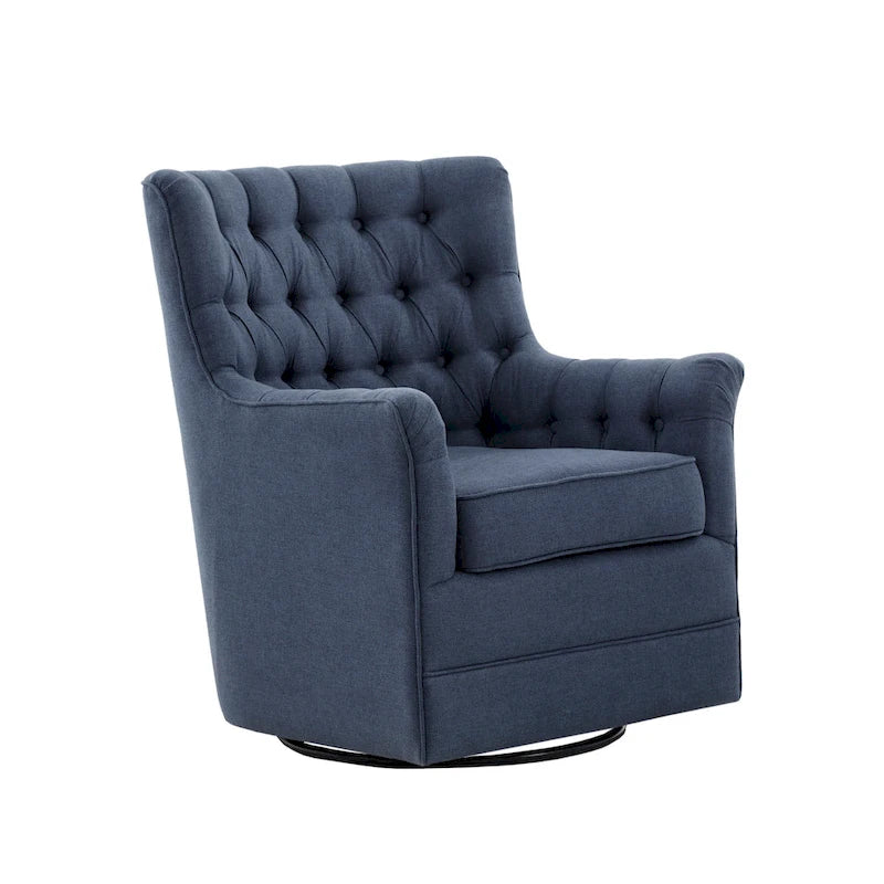 360-Degree Swivel Glider Chair with Tufted Velvet Upholstery