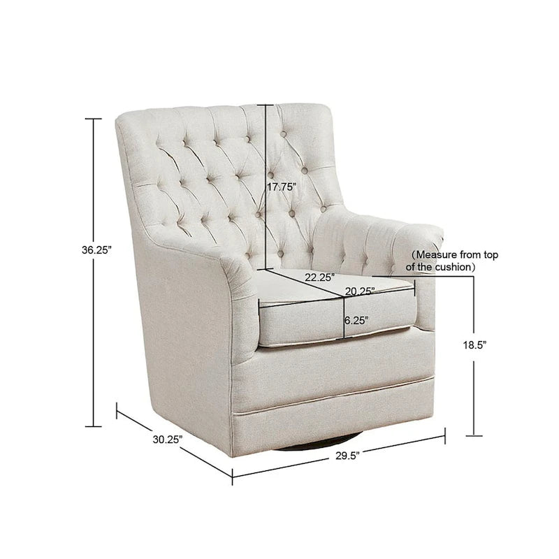 360-Degree Swivel Glider Chair with Tufted Velvet Upholstery