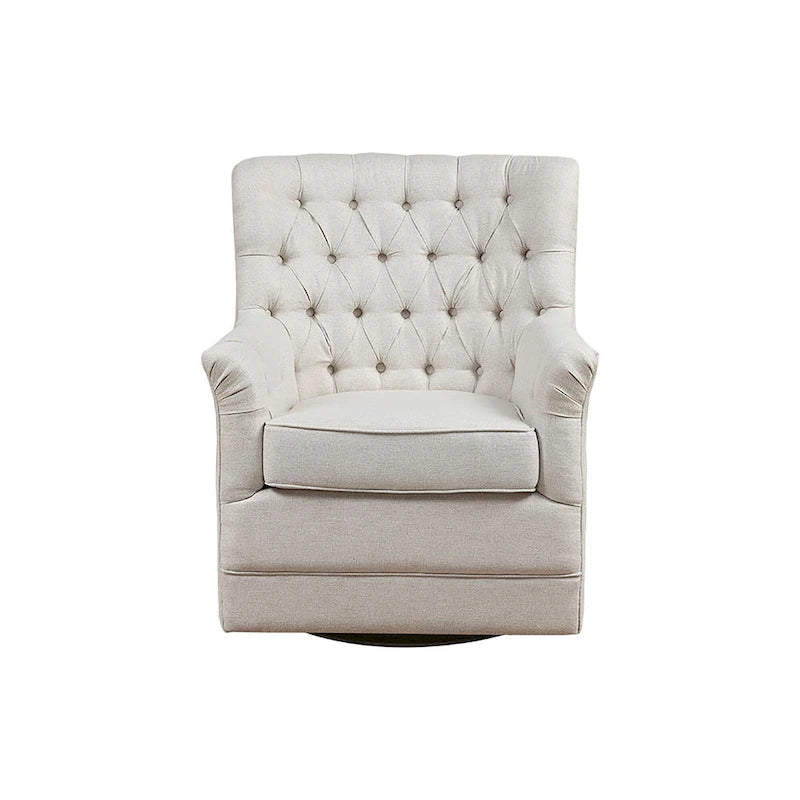 360-Degree Swivel Glider Chair with Tufted Velvet Upholstery