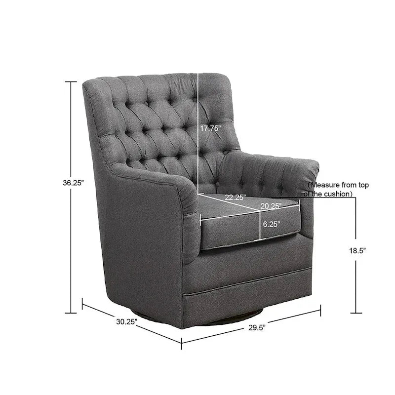 360-Degree Swivel Glider Chair with Tufted Velvet Upholstery