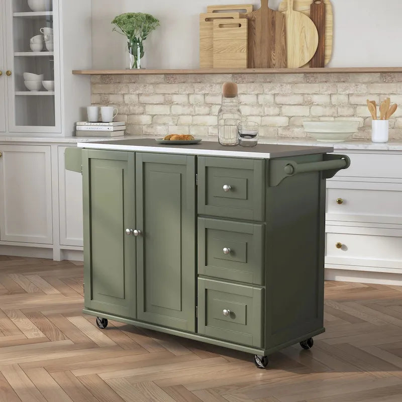 Kitchen Cart with Stainless Steel Top