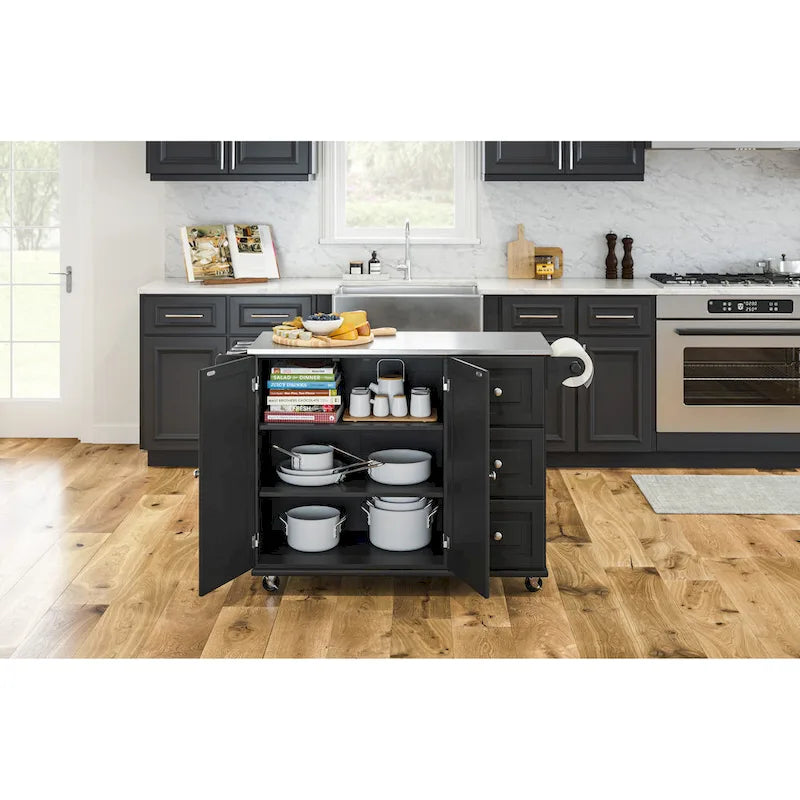 Kitchen Cart with Stainless Steel Top