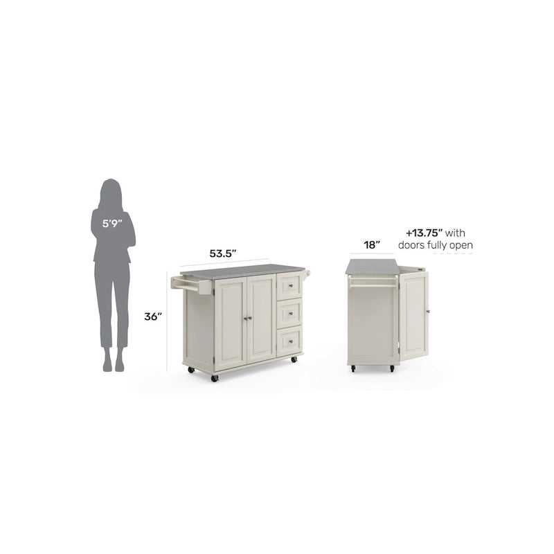 Kitchen Cart with Stainless Steel Top