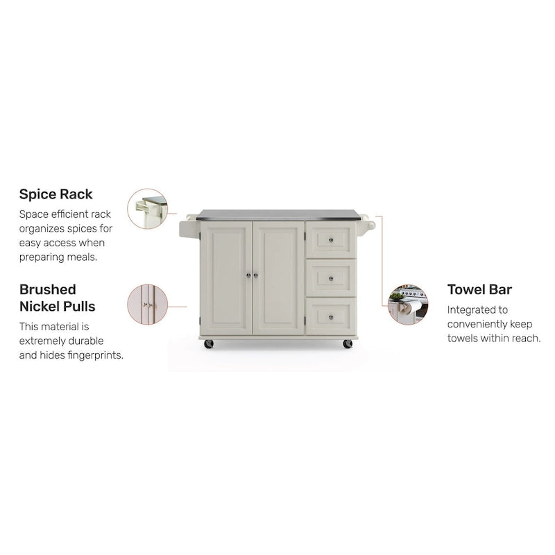 Kitchen Cart with Stainless Steel Top