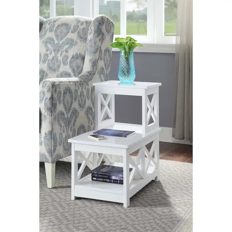 2-Step Chairside End Table with X-Shaped Side Frames