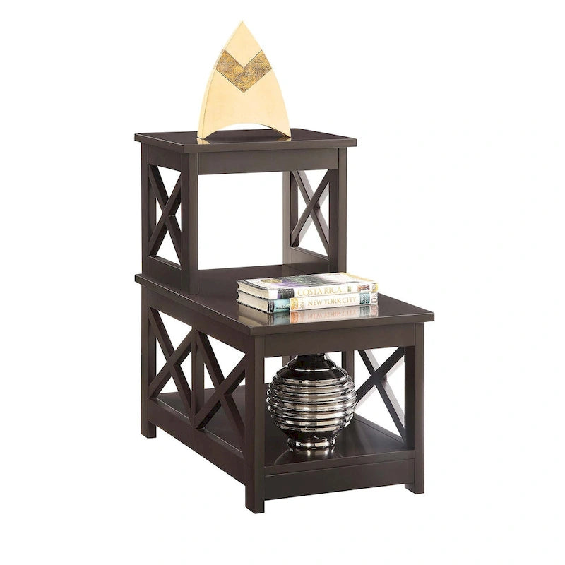 2-Step Chairside End Table with X-Shaped Side Frames