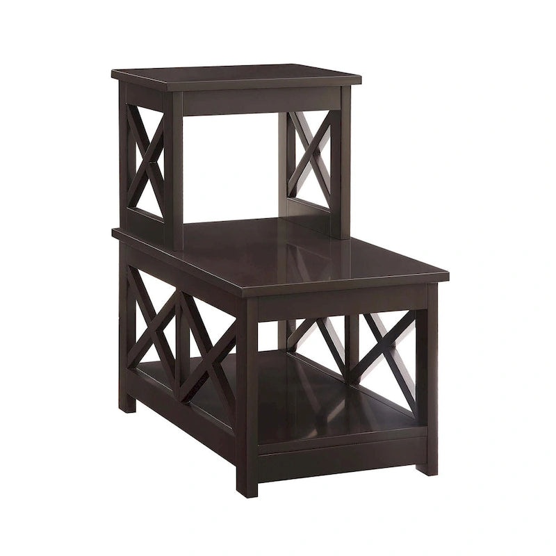 2-Step Chairside End Table with X-Shaped Side Frames