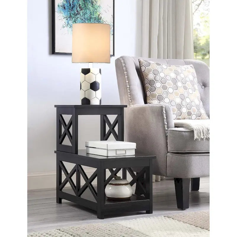 2-Step Chairside End Table with X-Shaped Side Frames