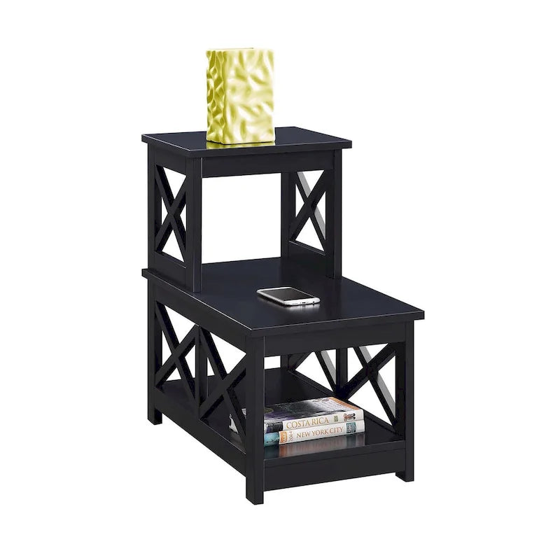2-Step Chairside End Table with X-Shaped Side Frames