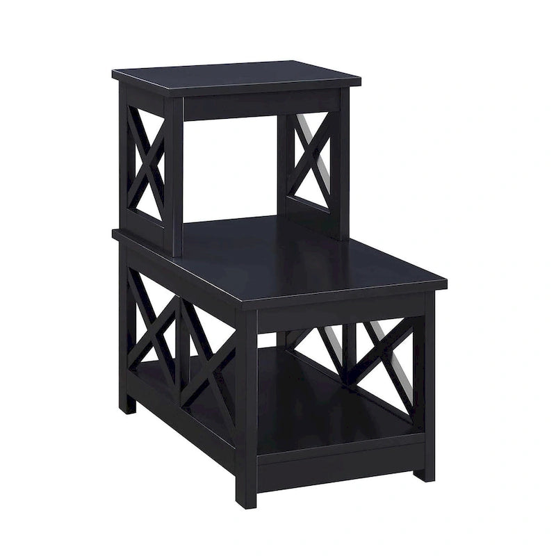 2-Step Chairside End Table with X-Shaped Side Frames