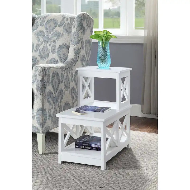 2-Step Chairside End Table with X-Shaped Side Frames