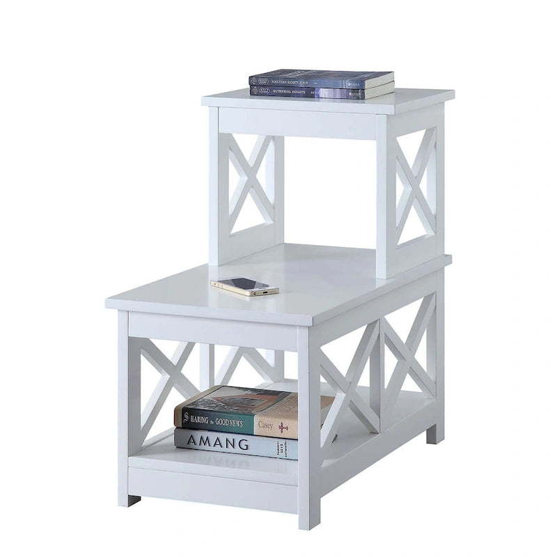2-Step Chairside End Table with X-Shaped Side Frames