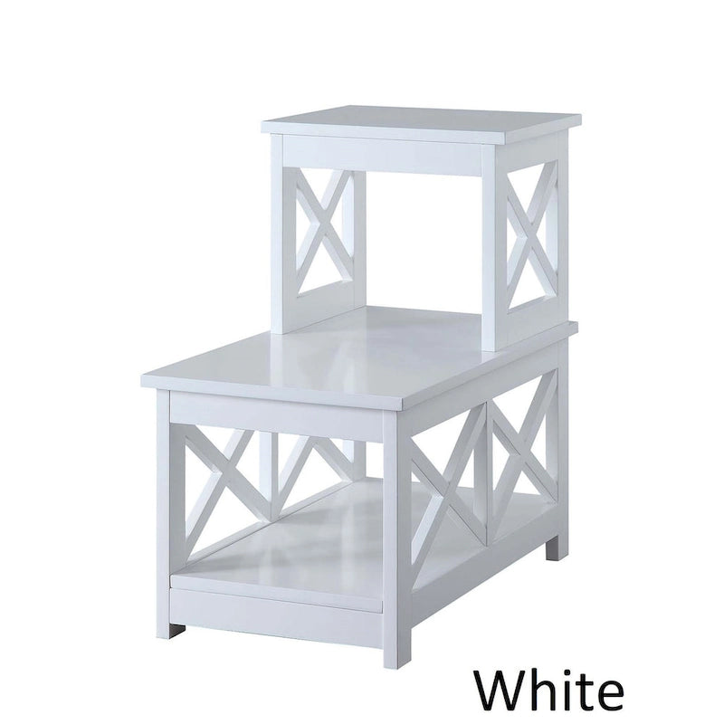 2-Step Chairside End Table with X-Shaped Side Frames