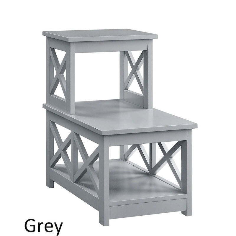 2-Step Chairside End Table with X-Shaped Side Frames