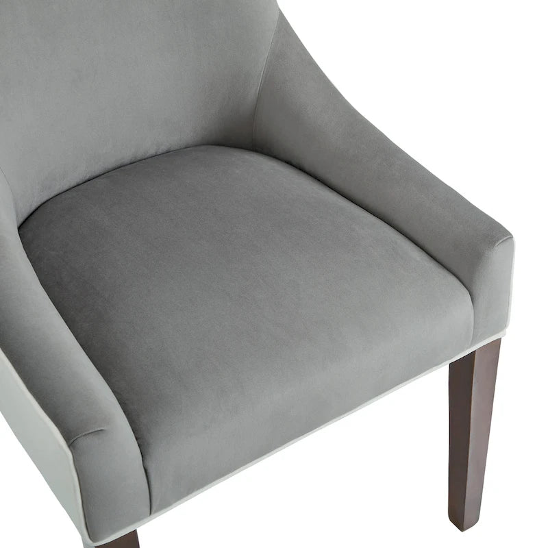 Two-Tone Upholstered Dining Chair with Walnut-Finished Legs