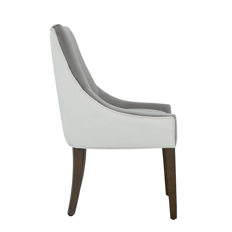 Two-Tone Upholstered Dining Chair with Walnut-Finished Legs