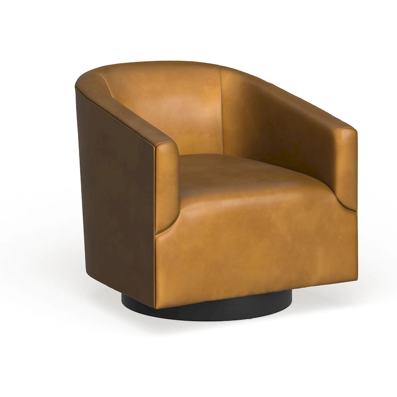 Leather Gel Swivel Accent Chair with Wood Base