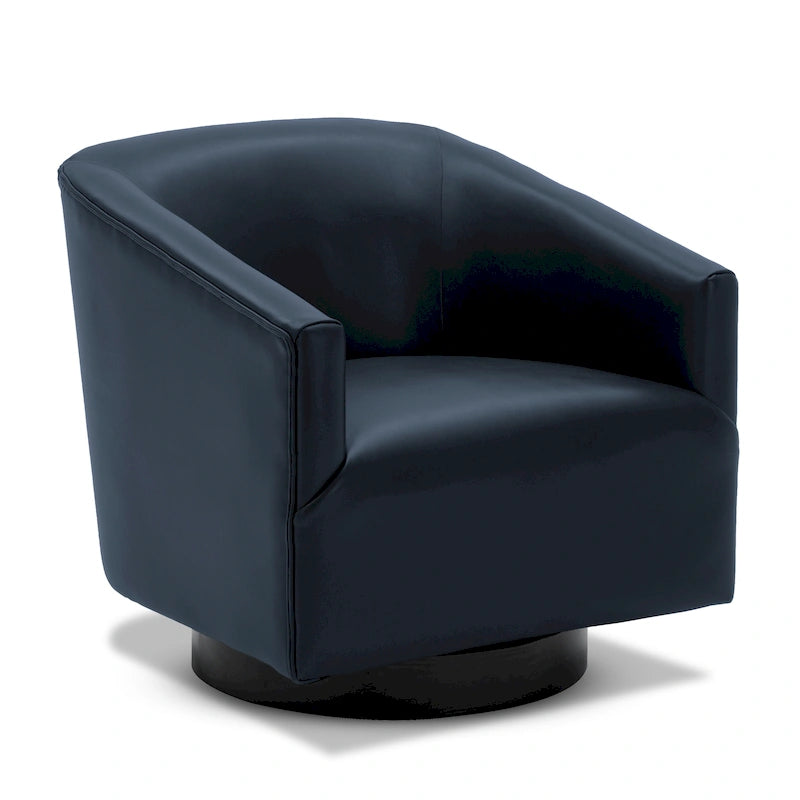 Leather Gel Swivel Accent Chair with Wood Base