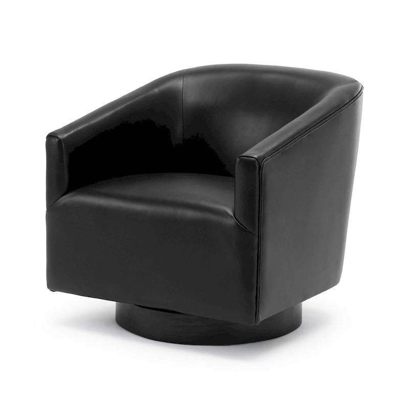 Leather Gel Swivel Accent Chair with Wood Base